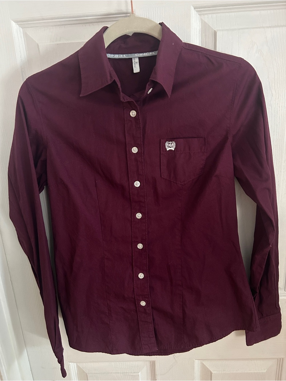 Women’s Casual Button-Down Shirt in Deep Burgundy by Cinch